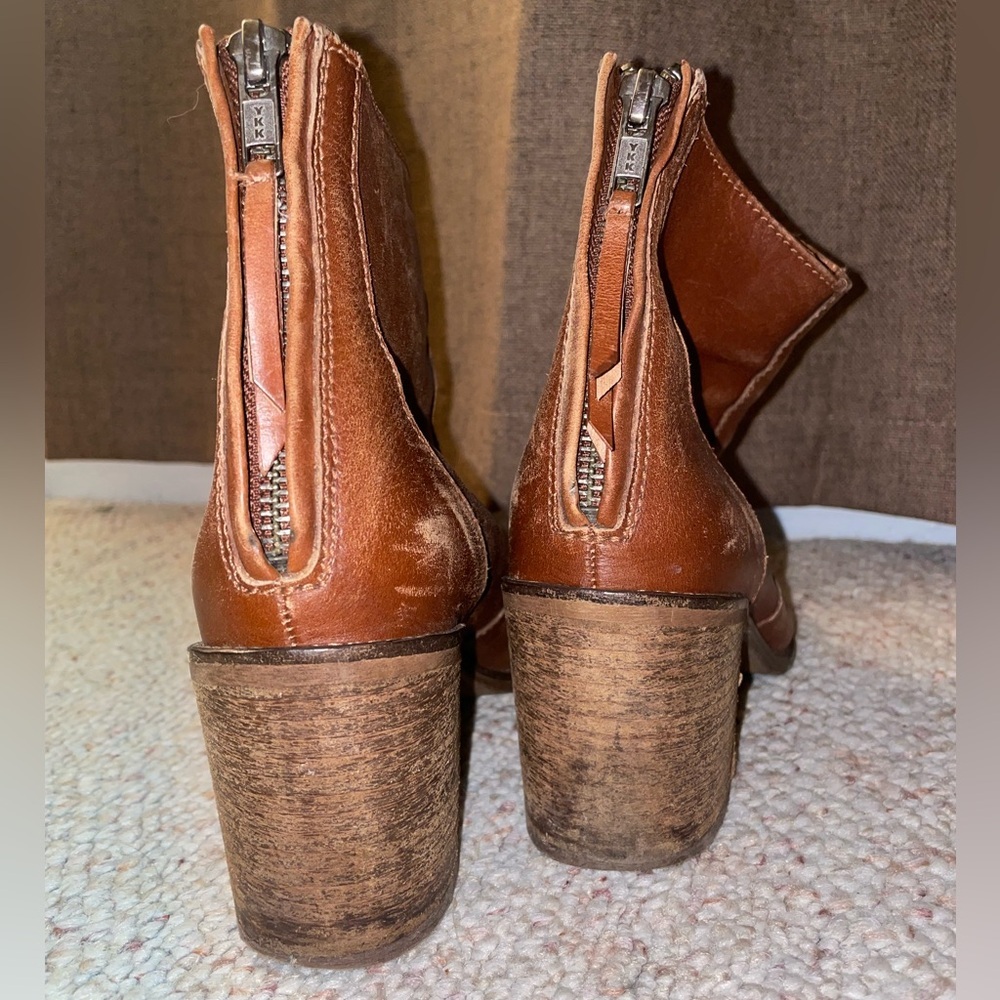 Madewell Brown Ankle Boot with Chunky Heel Western Leather Comfy Zip Up Cowgirl - Picture 5 of 14